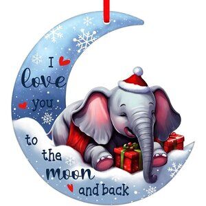 🆕 Elephant Christmas Ornaments Acrylic Tree Decoration Keepsake Party Supplies